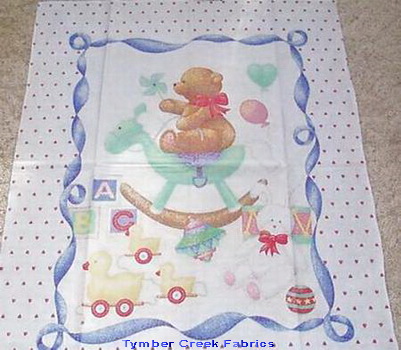 Rocking Horse Bear Hearts Quilt Panel